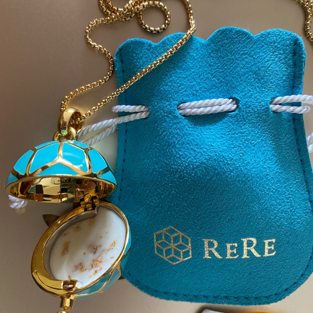 Brand New ReRe turquoise hex ball lip balm pendant